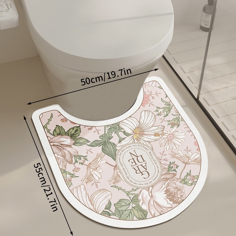 Trodjelni set kupaonskih prostirki, vlakna od poliestera, tiskano, kvadratni oblik, perivo, moderan minimalistički stil