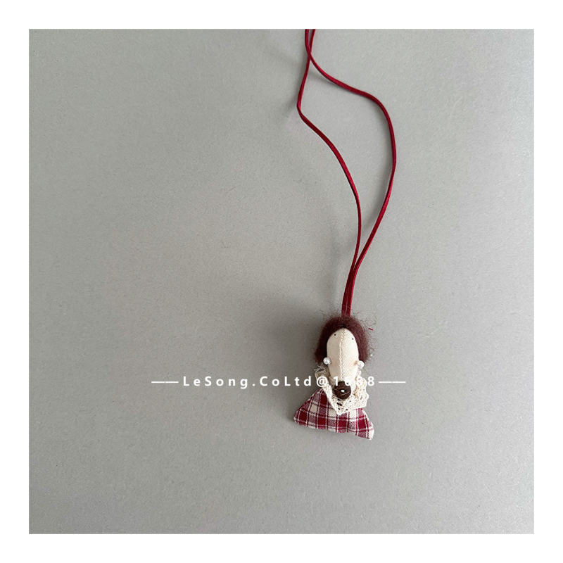 Детско колие от плат, ръчно плетено, цветеобразен елемент, карикатурен стил, дължина на веригата 11 см+, за деца 3–6 години, есен 2024