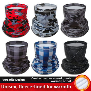 Flīsa ziemas galvas un kakla šalle – universāla pieaugušajiem, silta, elpojoša, ar drukātu logotipu, poliesteris