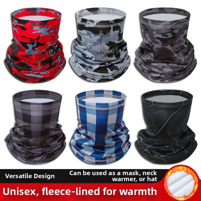 Flīsa ziemas galvas un kakla šalle – universāla pieaugušajiem, silta, elpojoša, ar drukātu logotipu, poliesteris
