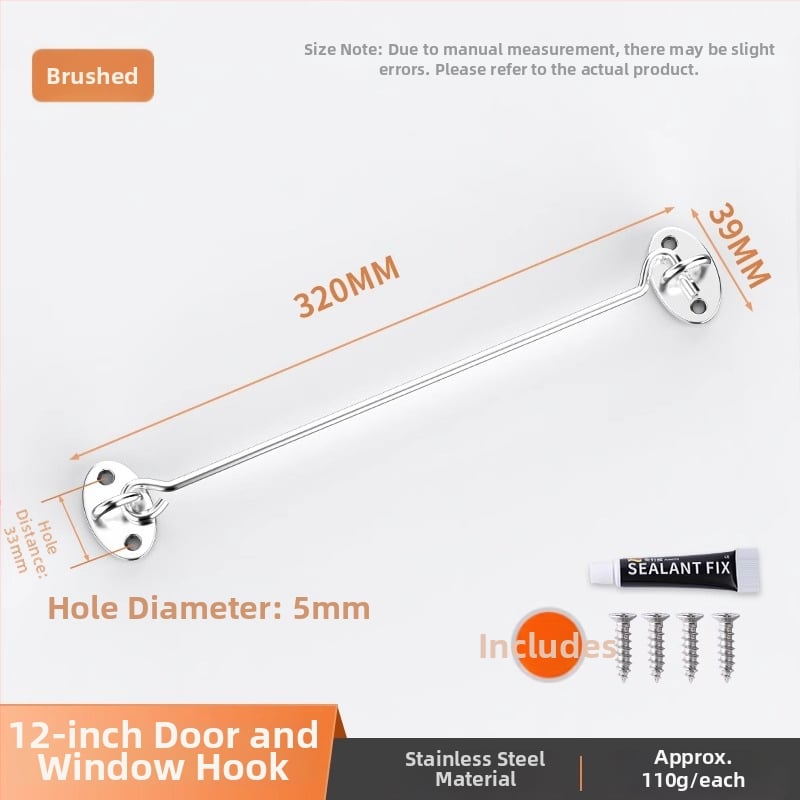 Slankiojančių durų spyna – be gręžimo, nerūdijantis plienas, šlifuotas paviršius, Tipo A spyna