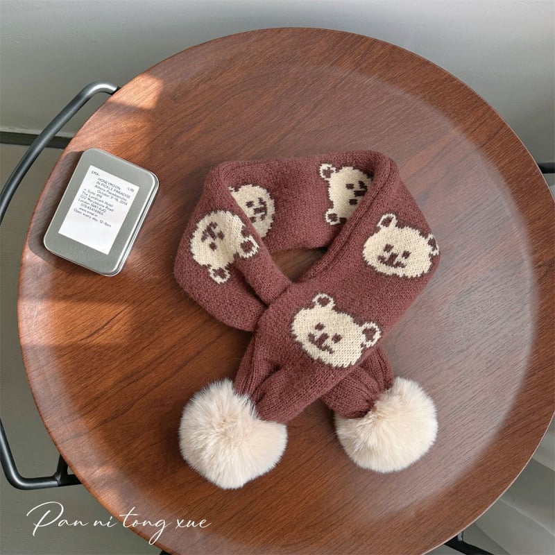 Vaikų vilnos šalikas Korejos stiliaus su spalvotų kvadratėlių piešiniu, stačiakampio formos, žiemai šiltas ir vėją atlaikantis