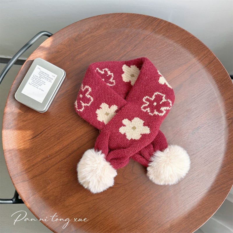 Vaikų vilnos šalikas Korejos stiliaus su spalvotų kvadratėlių piešiniu, stačiakampio formos, žiemai šiltas ir vėją atlaikantis