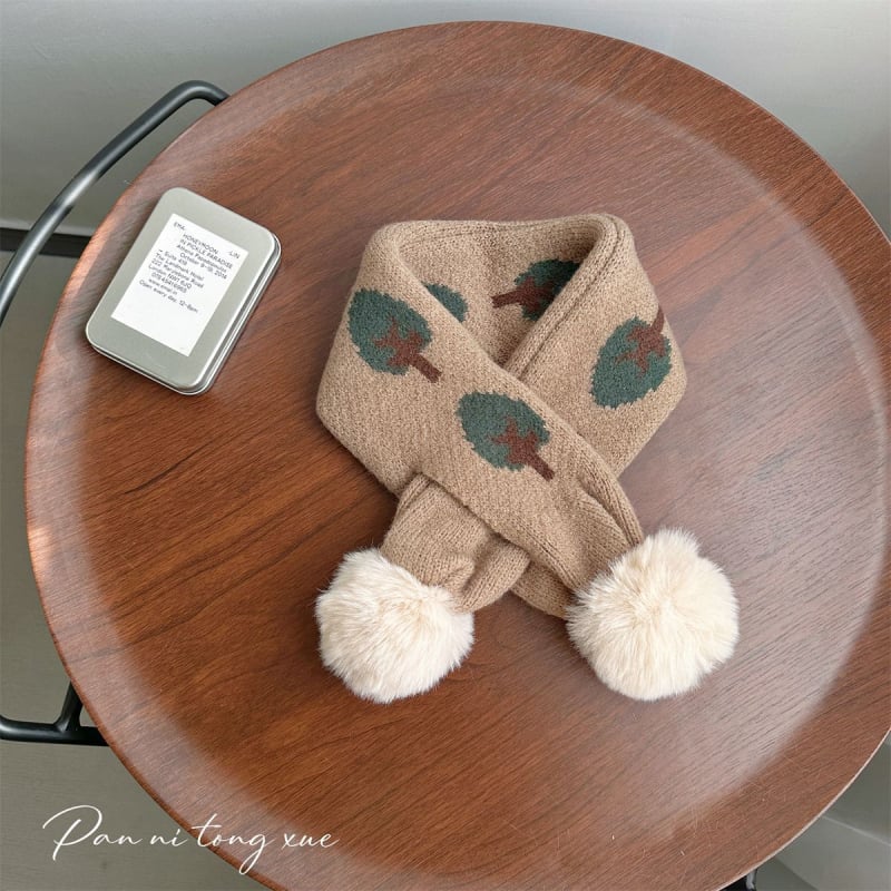 Vaikų vilnos šalikas Korejos stiliaus su spalvotų kvadratėlių piešiniu, stačiakampio formos, žiemai šiltas ir vėją atlaikantis