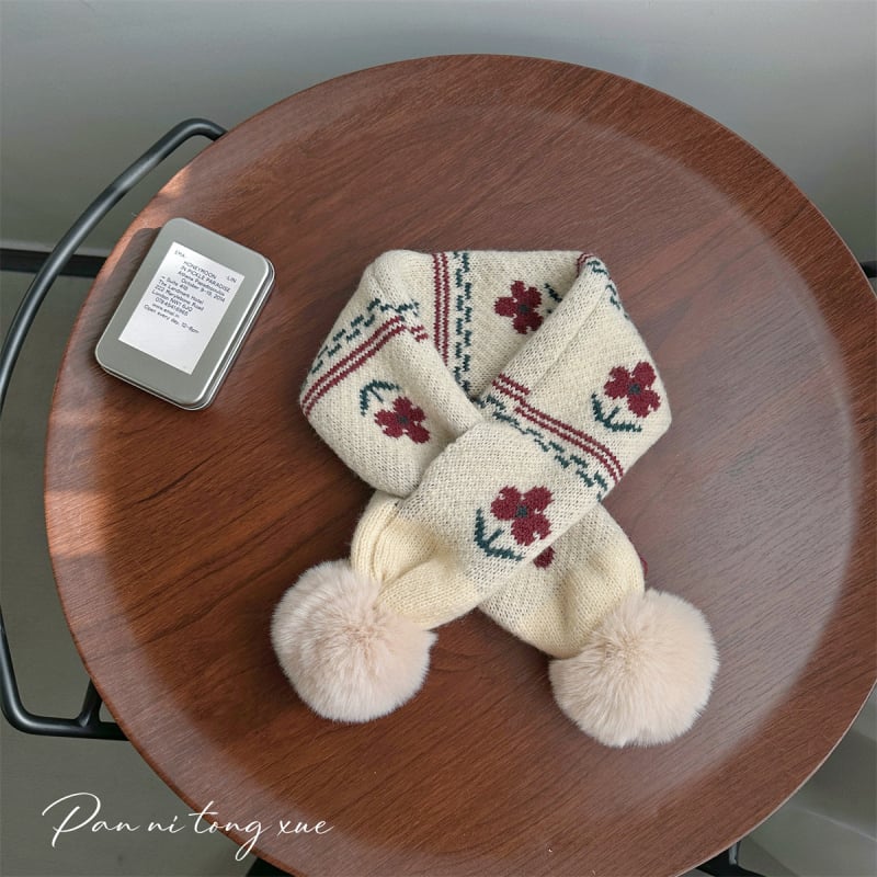 Vaikų vilnos šalikas Korejos stiliaus su spalvotų kvadratėlių piešiniu, stačiakampio formos, žiemai šiltas ir vėją atlaikantis