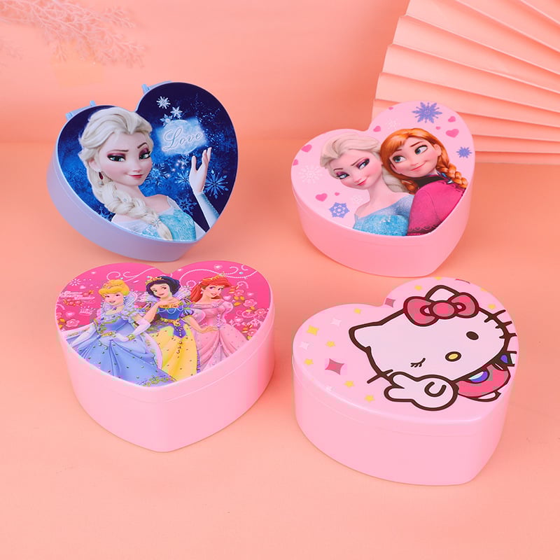 Makiažo ir papuošalų laikymo dėžutė ant stalo su dvigubu veidrodžiu ir širdies formos dizainu; Princesės serija; medžiagos: plastikas/resinai/geležis