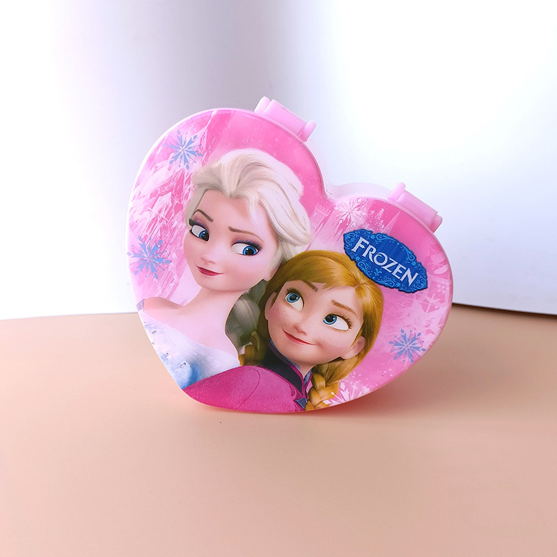 Makiažo ir papuošalų laikymo dėžutė ant stalo su dvigubu veidrodžiu ir širdies formos dizainu; Princesės serija; medžiagos: plastikas/resinai/geležis