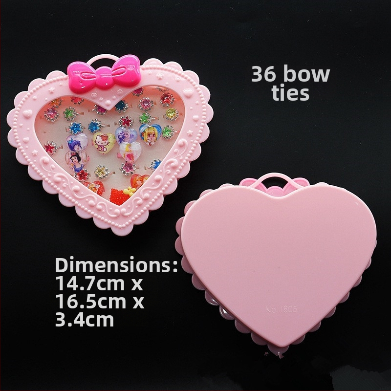 Makiažo ir papuošalų laikymo dėžutė ant stalo su dvigubu veidrodžiu ir širdies formos dizainu; Princesės serija; medžiagos: plastikas/resinai/geležis