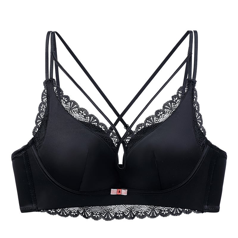 Push-Up melltartó nejlonból 5 cm párnázással, 3/4 kosár, hátsó négy sor csattal, fixált dupla vállpántok