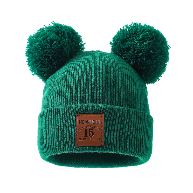 Dječja pletena kapa od akrila s dva pompona, zimska kapa kupolastog kroja, 100% akril, za uzrast 2–6 godina