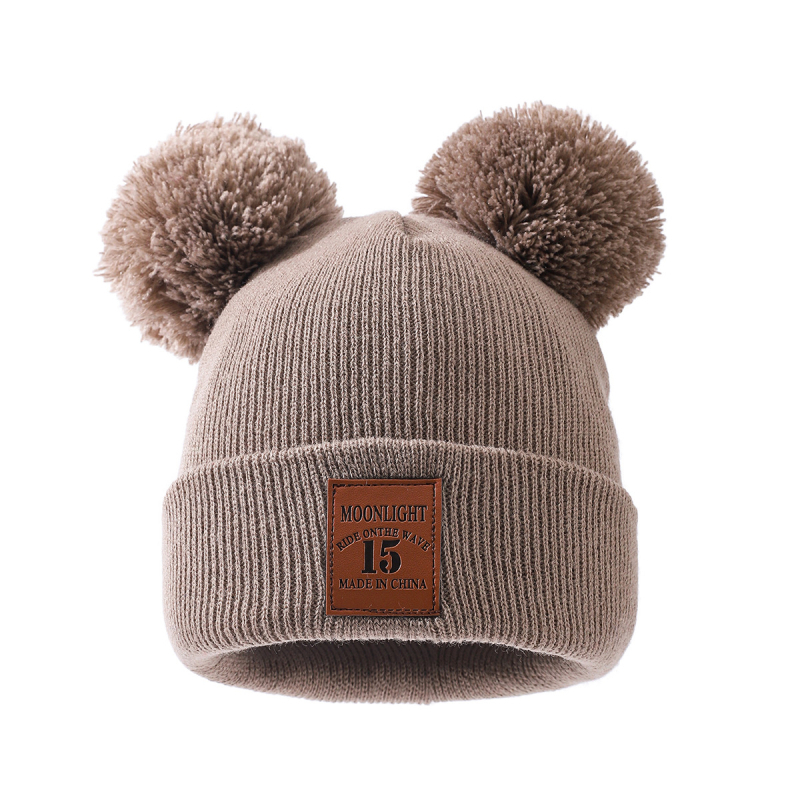 Dječja pletena kapa od akrila s dva pompona, zimska kapa kupolastog kroja, 100% akril, za uzrast 2–6 godina