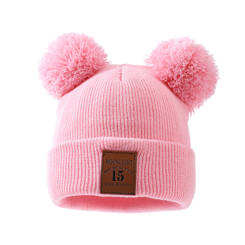 Dječja pletena kapa od akrila s dva pompona, zimska kapa kupolastog kroja, 100% akril, za uzrast 2–6 godina