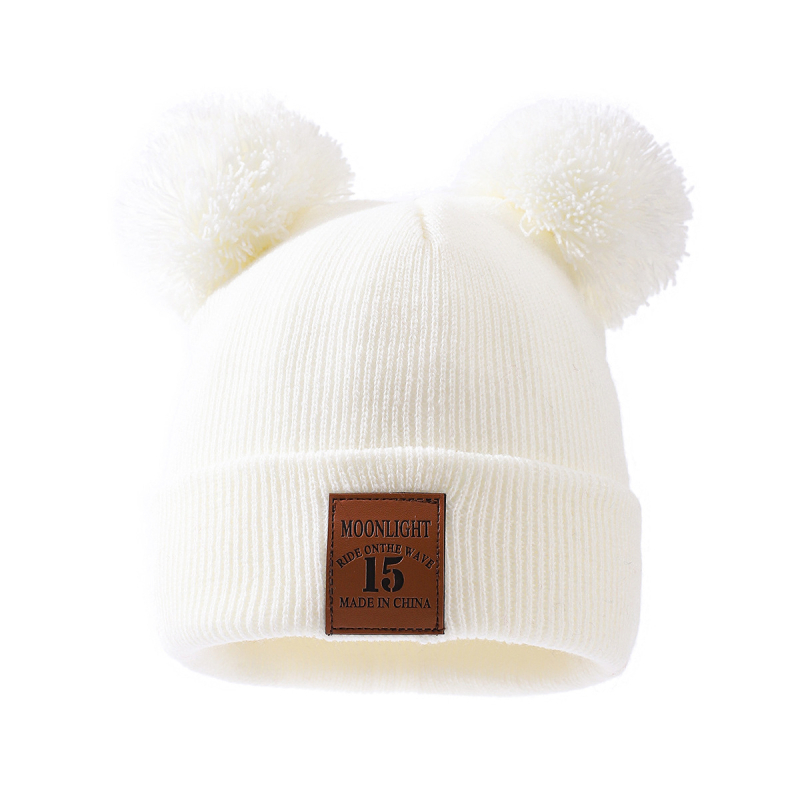 Dječja pletena kapa od akrila s dva pompona, zimska kapa kupolastog kroja, 100% akril, za uzrast 2–6 godina