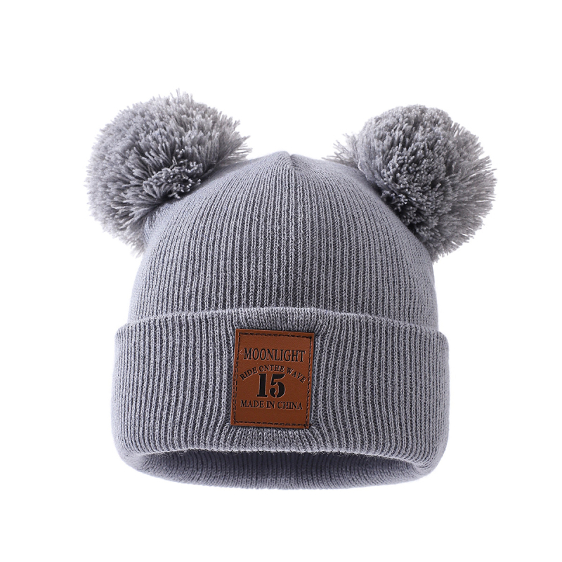 Dječja pletena kapa od akrila s dva pompona, zimska kapa kupolastog kroja, 100% akril, za uzrast 2–6 godina