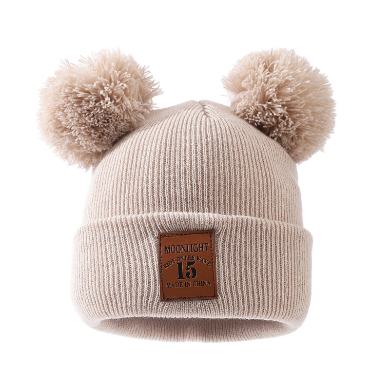 Dječja pletena kapa od akrila s dva pompona, zimska kapa kupolastog kroja, 100% akril, za uzrast 2–6 godina