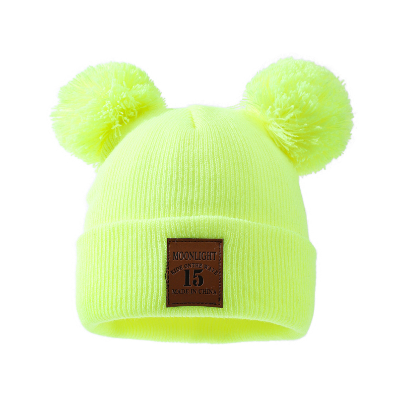 Dječja pletena kapa od akrila s dva pompona, zimska kapa kupolastog kroja, 100% akril, za uzrast 2–6 godina