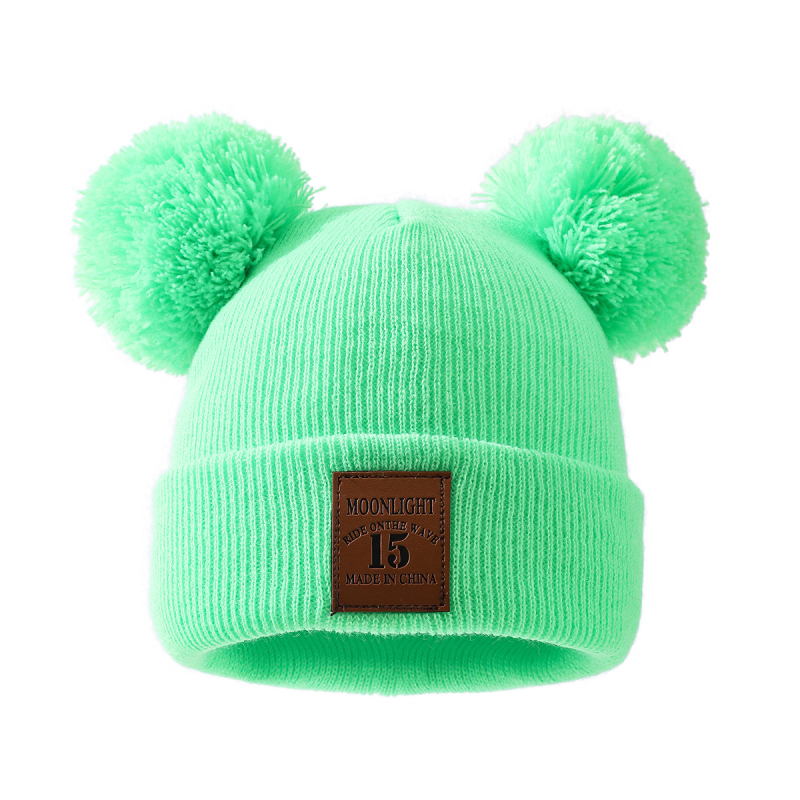 Dječja pletena kapa od akrila s dva pompona, zimska kapa kupolastog kroja, 100% akril, za uzrast 2–6 godina