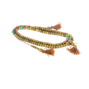 Természetes tehéncsontból készült buddhista gyöngyös karkötő, 108 gyöngy, nepáli etnikus stílus, férfiaknak és nőknek