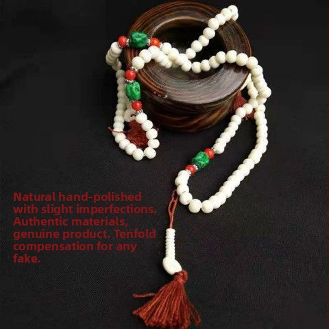 Náramok z buddhistických korálok z prírodnej kravskej kosti, 108 korálok, nepálske etnické štýl, pre mužov aj ženy