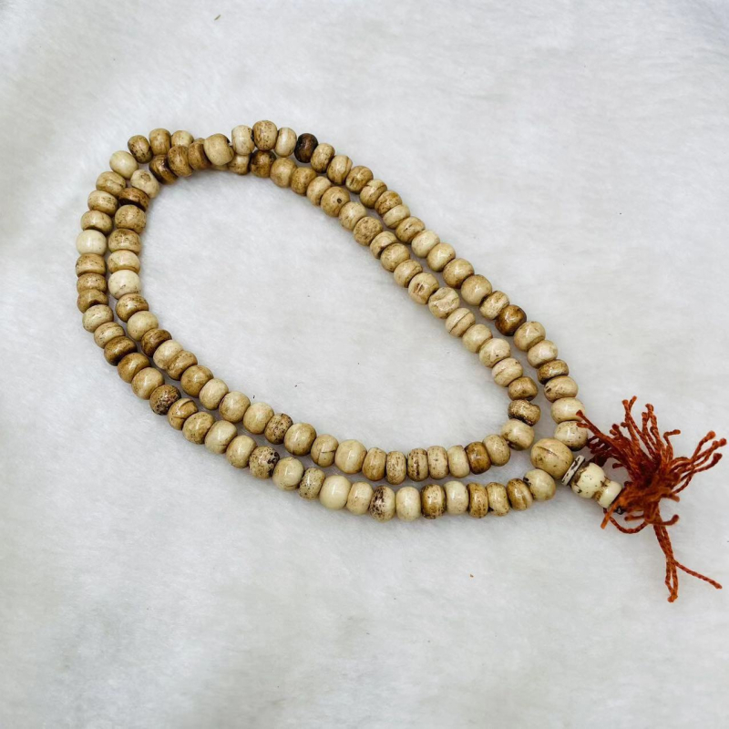 Természetes tehéncsontból készült buddhista gyöngyös karkötő, 108 gyöngy, nepáli etnikus stílus, férfiaknak és nőknek