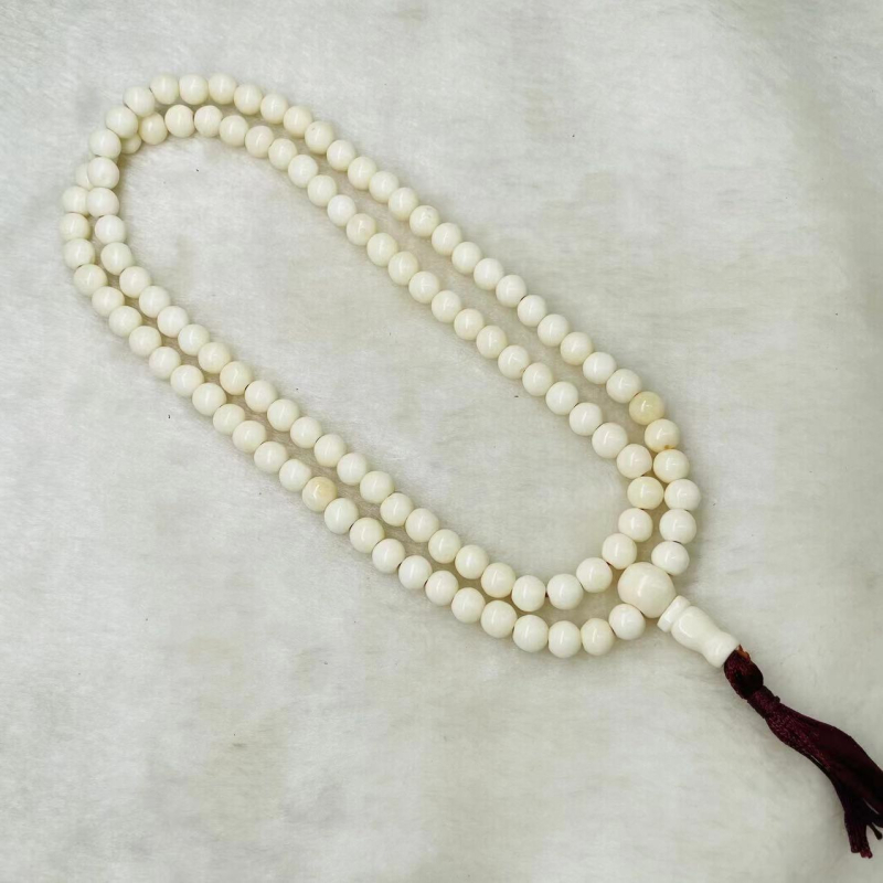 Természetes tehéncsontból készült buddhista gyöngyös karkötő, 108 gyöngy, nepáli etnikus stílus, férfiaknak és nőknek
