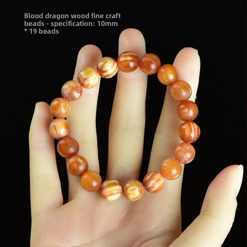 Náramok s 108 korálikmi v čínskom štýle z Blood Dragon Wood s jantárovými vsadkami