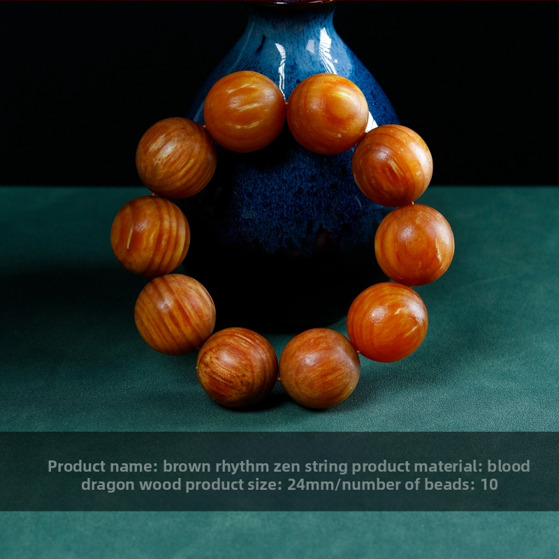 Náramok s 108 korálikmi v čínskom štýle z Blood Dragon Wood s jantárovými vsadkami