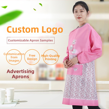 Priekšauts ar garām piedurknēm, Korejas stila, poliesters, karikatūras raksts, universāls pieaugušajiem