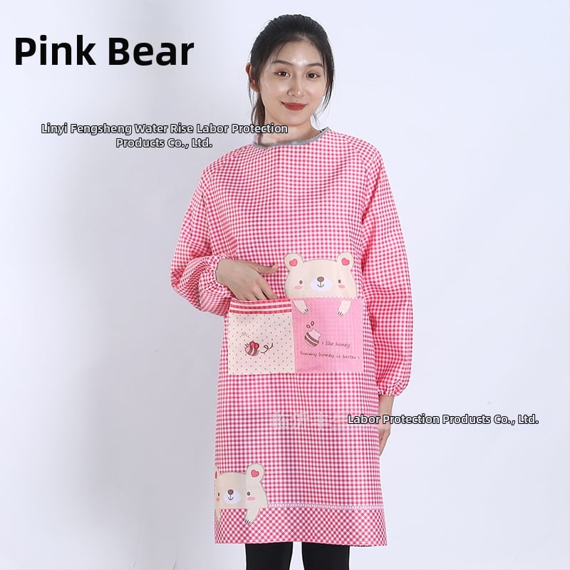 Priekšauts ar garām piedurknēm, Korejas stila, poliesters, karikatūras raksts, universāls pieaugušajiem