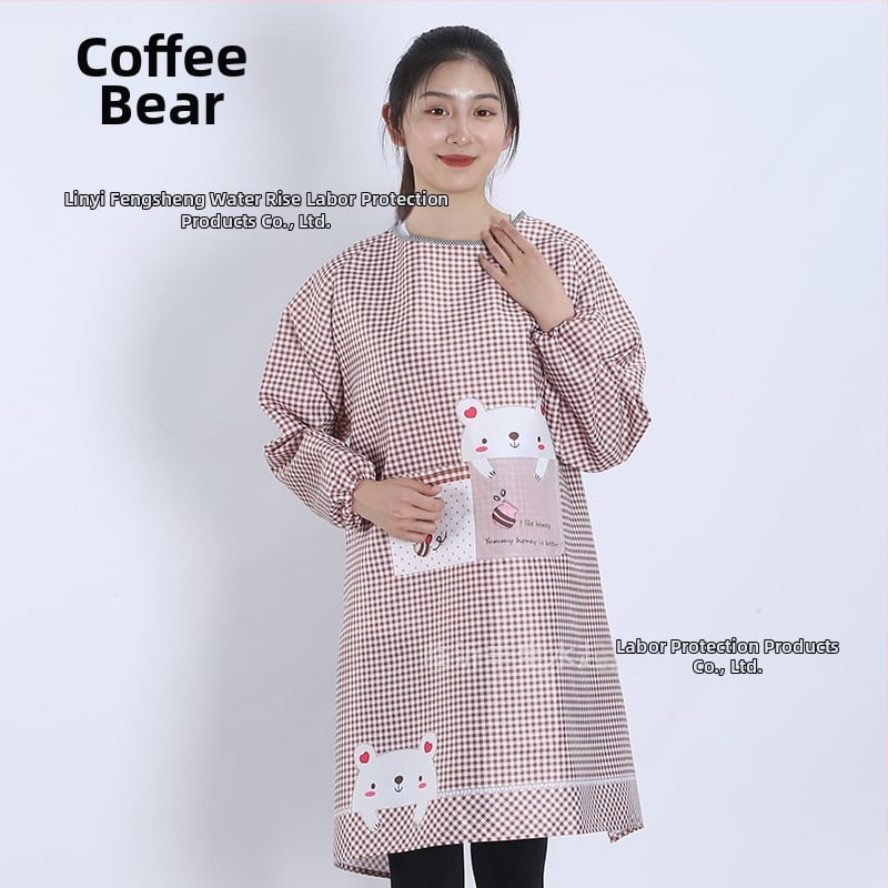 Priekšauts ar garām piedurknēm, Korejas stila, poliesters, karikatūras raksts, universāls pieaugušajiem