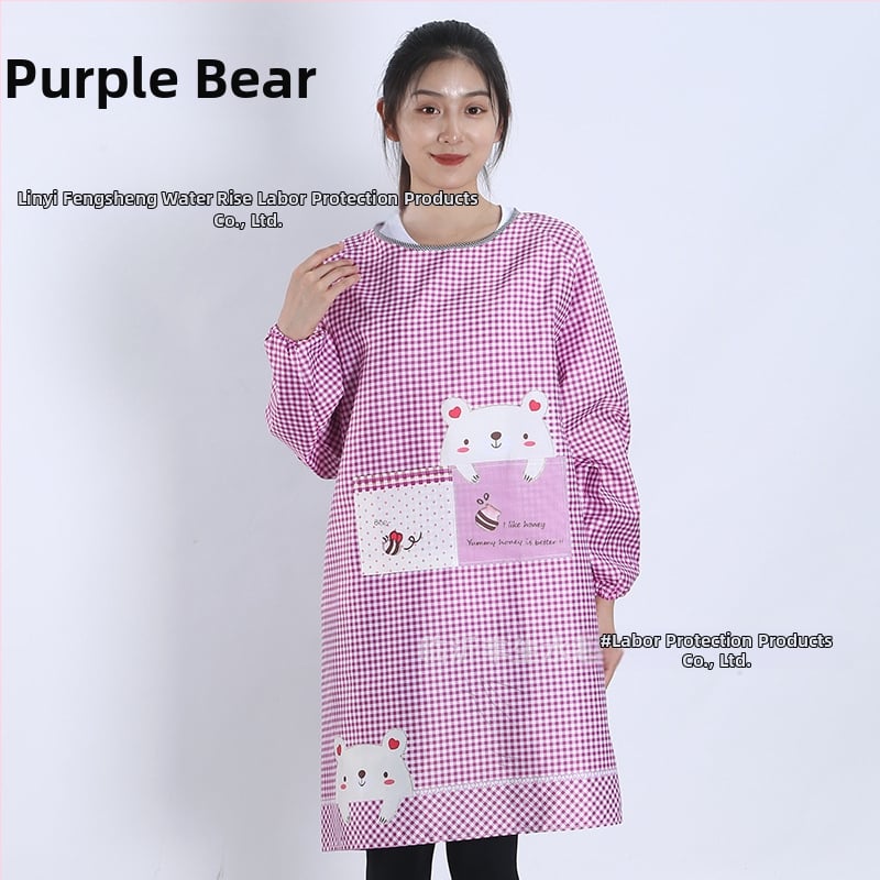 Priekšauts ar garām piedurknēm, Korejas stila, poliesters, karikatūras raksts, universāls pieaugušajiem