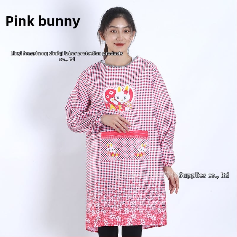 Priekšauts ar garām piedurknēm, Korejas stila, poliesters, karikatūras raksts, universāls pieaugušajiem