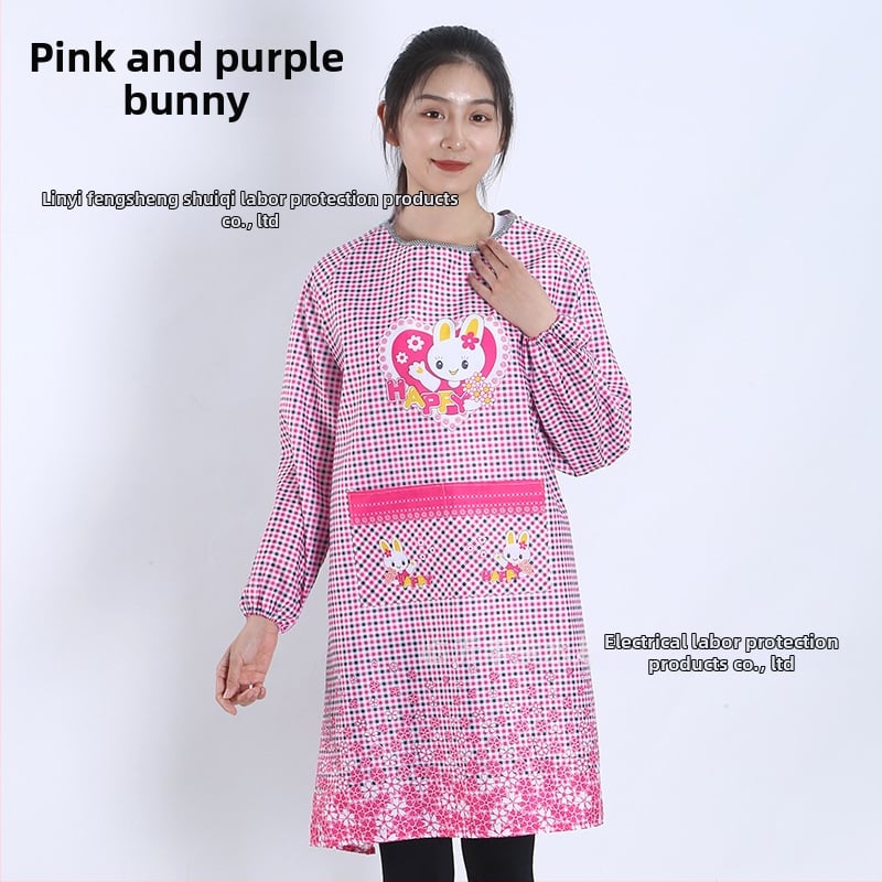 Priekšauts ar garām piedurknēm, Korejas stila, poliesters, karikatūras raksts, universāls pieaugušajiem