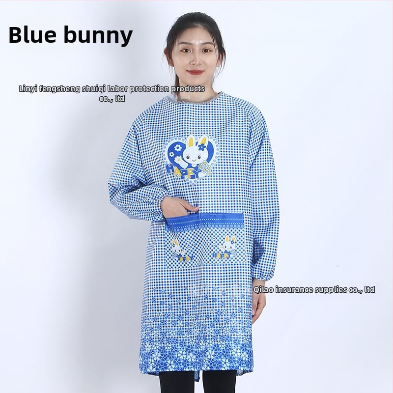 Priekšauts ar garām piedurknēm, Korejas stila, poliesters, karikatūras raksts, universāls pieaugušajiem