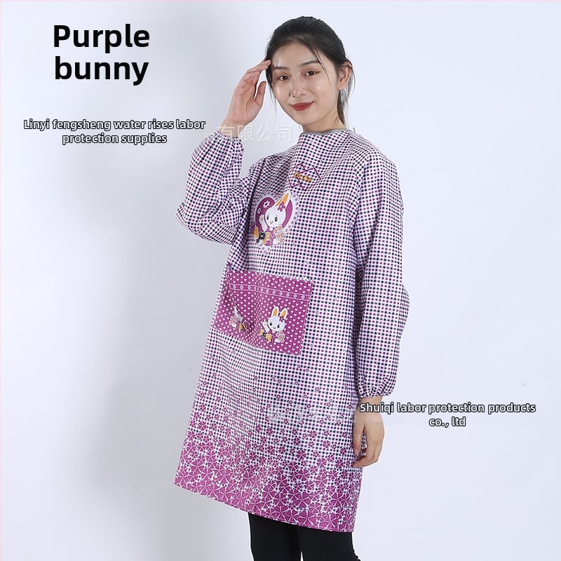 Priekšauts ar garām piedurknēm, Korejas stila, poliesters, karikatūras raksts, universāls pieaugušajiem