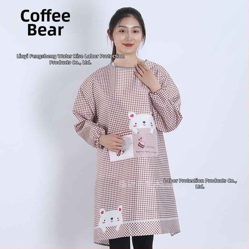 Priekšauts ar garām piedurknēm, Korejas stila, poliesters, karikatūras raksts, universāls pieaugušajiem