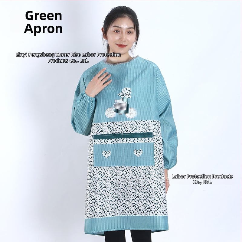 Priekšauts ar garām piedurknēm, Korejas stila, poliesters, karikatūras raksts, universāls pieaugušajiem