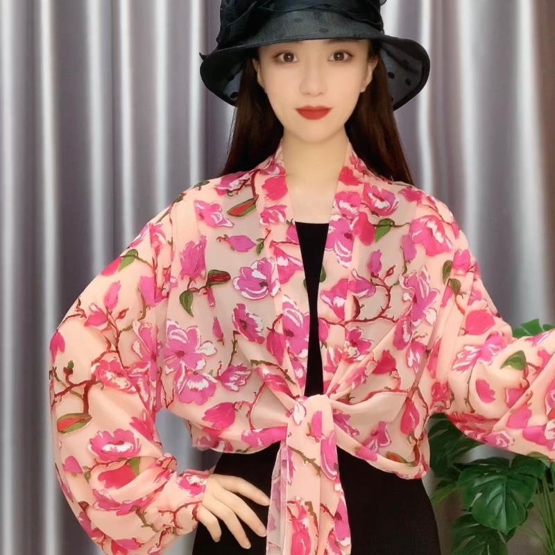 Šifono kardiganas, laisvas kirpimo, kvėpuojantis, UV apsauga, saulės skydas lauko naudojimui, poliesterio šifonas