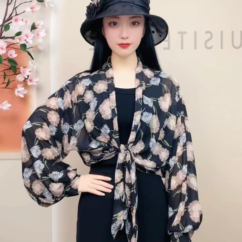 Šifono kardiganas, laisvas kirpimo, kvėpuojantis, UV apsauga, saulės skydas lauko naudojimui, poliesterio šifonas