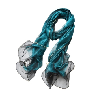 Hosszú selyemsál organza élével és gyémánt szegéllyel, dupla rétegű selyemkeverék sál, warp-tűzés, Hangzhou eredet, őszi viselet, Puchang könnyű luxus stílus