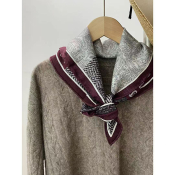 Kétoldalas jacquard selyem-gyapjú négyszögletes sál téli viselethez