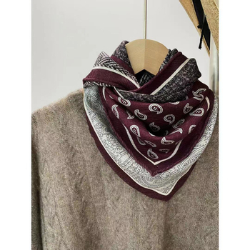 Kétoldalas jacquard selyem-gyapjú négyszögletes sál téli viselethez