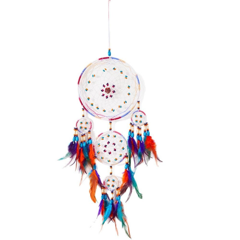 Skandināvu roku darbs, spalvu sapņu ķērājs, sienas dekors ar vēja zvaniņu, gatavs produkts, guļamistabas, sienas un gultas dekors