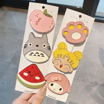 Gyerekeknek készült hajkiegészítő, textíliás Tie-Dye minta, ragasztó hajcsatt, gyümölcs motívumú oldalsó klipsz, virágos design, 0–3 éveseknek