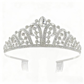 Menyasszonyi korona fejfedő, vintage stílus, ötvözet anyag, korona forma, kézi készítés; kód HG-066