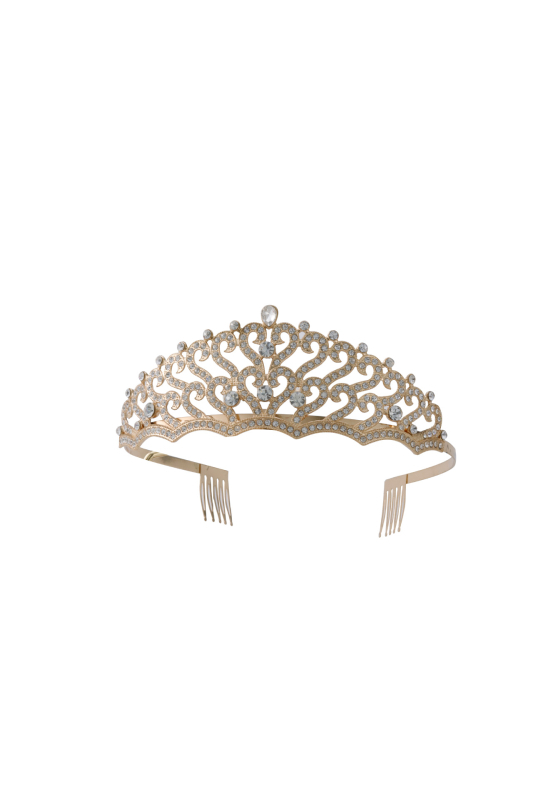 Menyasszonyi korona fejfedő, vintage stílus, ötvözet anyag, korona forma, kézi készítés; kód HG-066