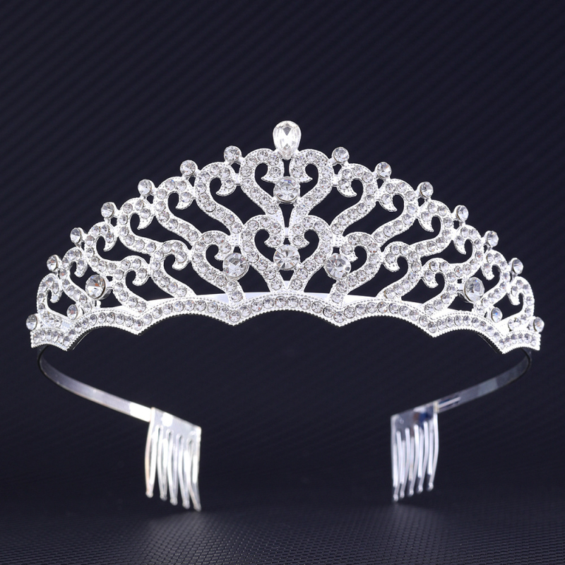 Menyasszonyi korona fejfedő, vintage stílus, ötvözet anyag, korona forma, kézi készítés; kód HG-066