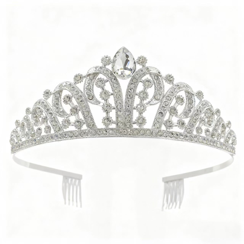 Menyasszonyi korona fejfedő, vintage stílus, ötvözet anyag, korona forma, kézi készítés; kód HG-066