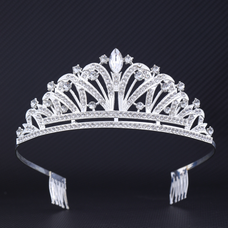 Menyasszonyi korona fejfedő, vintage stílus, ötvözet anyag, korona forma, kézi készítés; kód HG-066