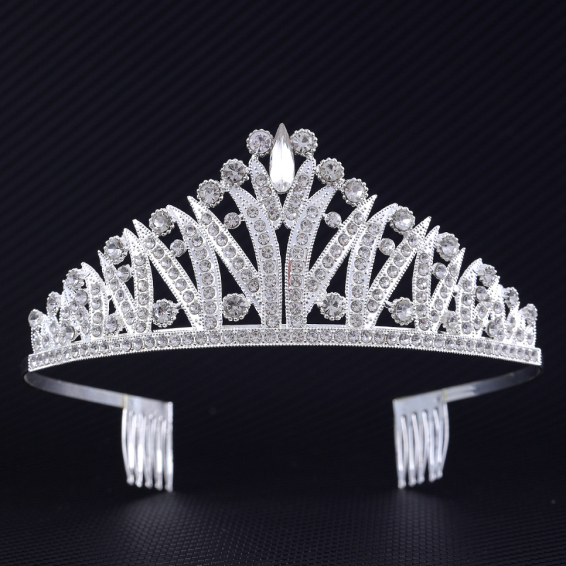 Menyasszonyi korona fejfedő, vintage stílus, ötvözet anyag, korona forma, kézi készítés; kód HG-066